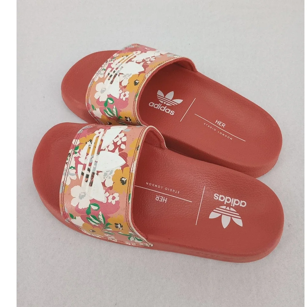 Adidas Adilette Slides Girls Hazy Rose Floral Her Studio London Size 4